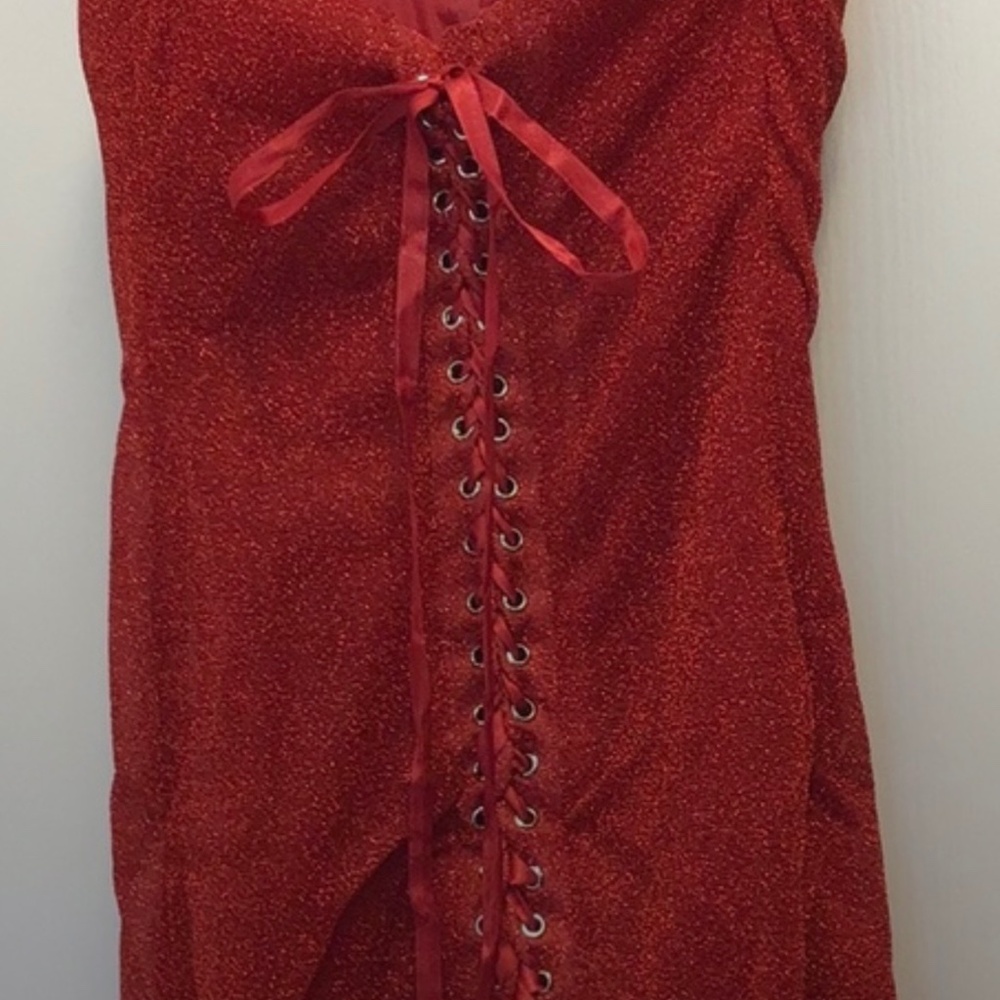 RED SPARKLY corset dress Hard to find!